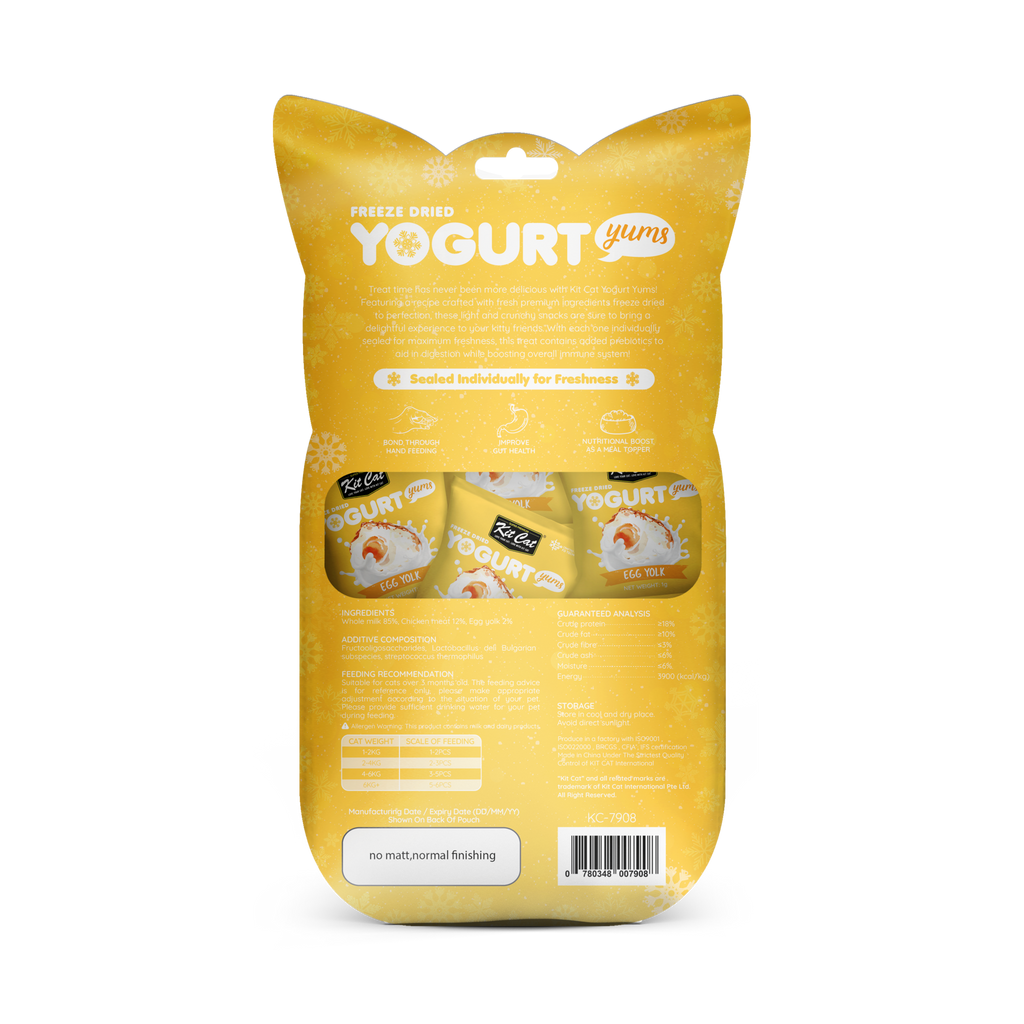 [CTN OF 48] Kit Cat Freeze Dried Yogurt Yums Cat Treat - Egg Yolk (10pcs/pkt).