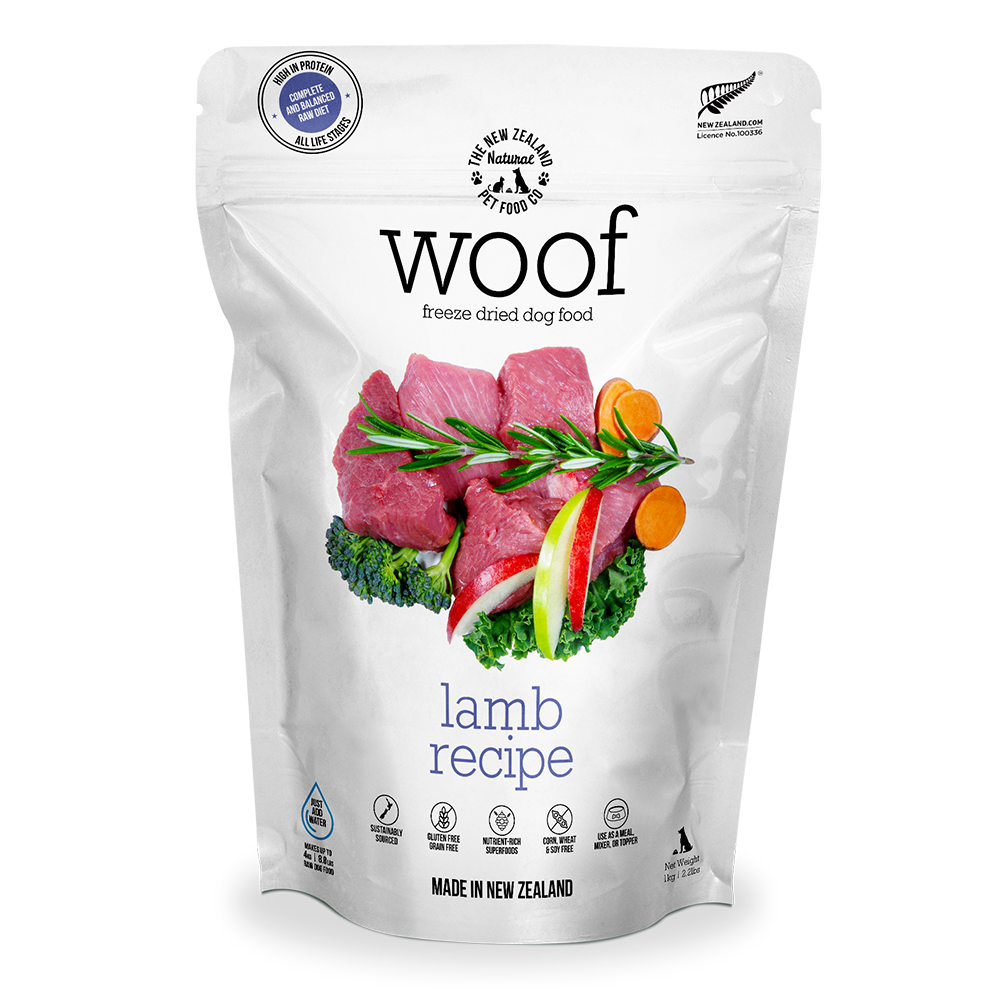 WOOF Freeze Dried Raw Dog Food - Lamb (1kg).
